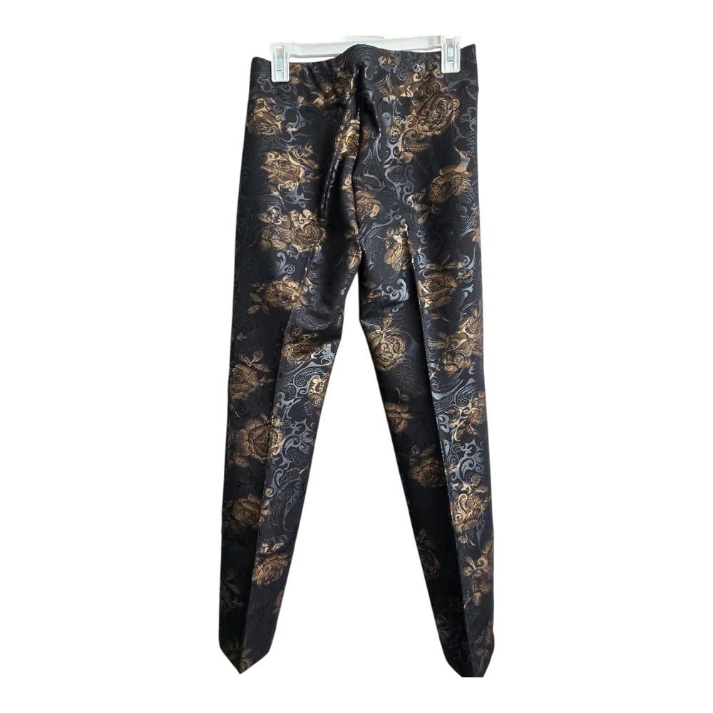 Insight Black and Gold Ornate Ankle Pants,  Size 10 - Picture 2 of 6